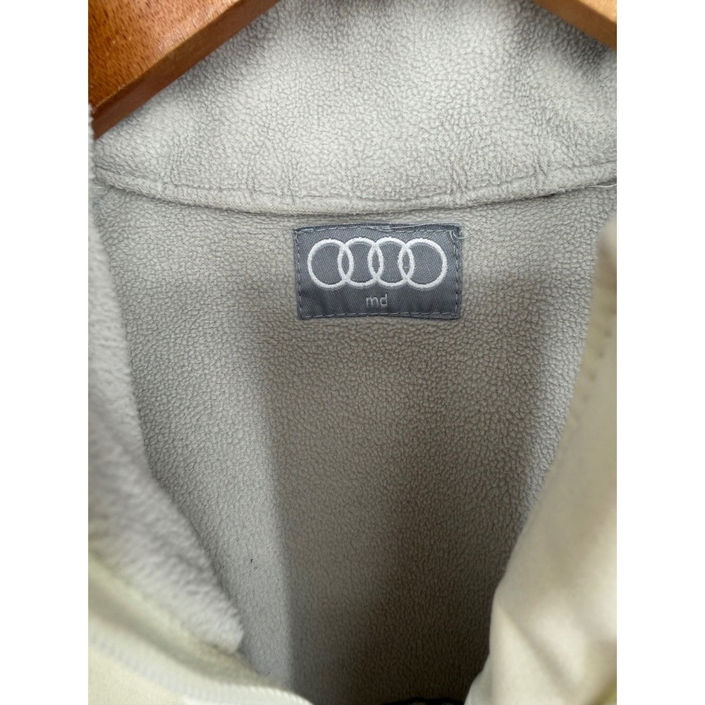 Audi Womens Softshell Jacket Cream Full Zip Fleece Lined Mock Neck Medium Logo - Picture 4 of 16